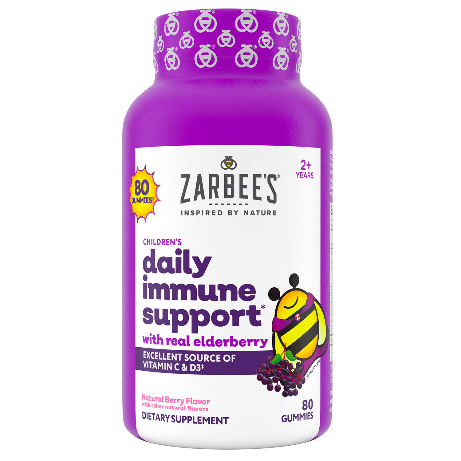 Zarbee's Naturals Children's Elderberry Immune Support with Vitamin C & Zinc, Natural Berry Flavor (80 ct.)