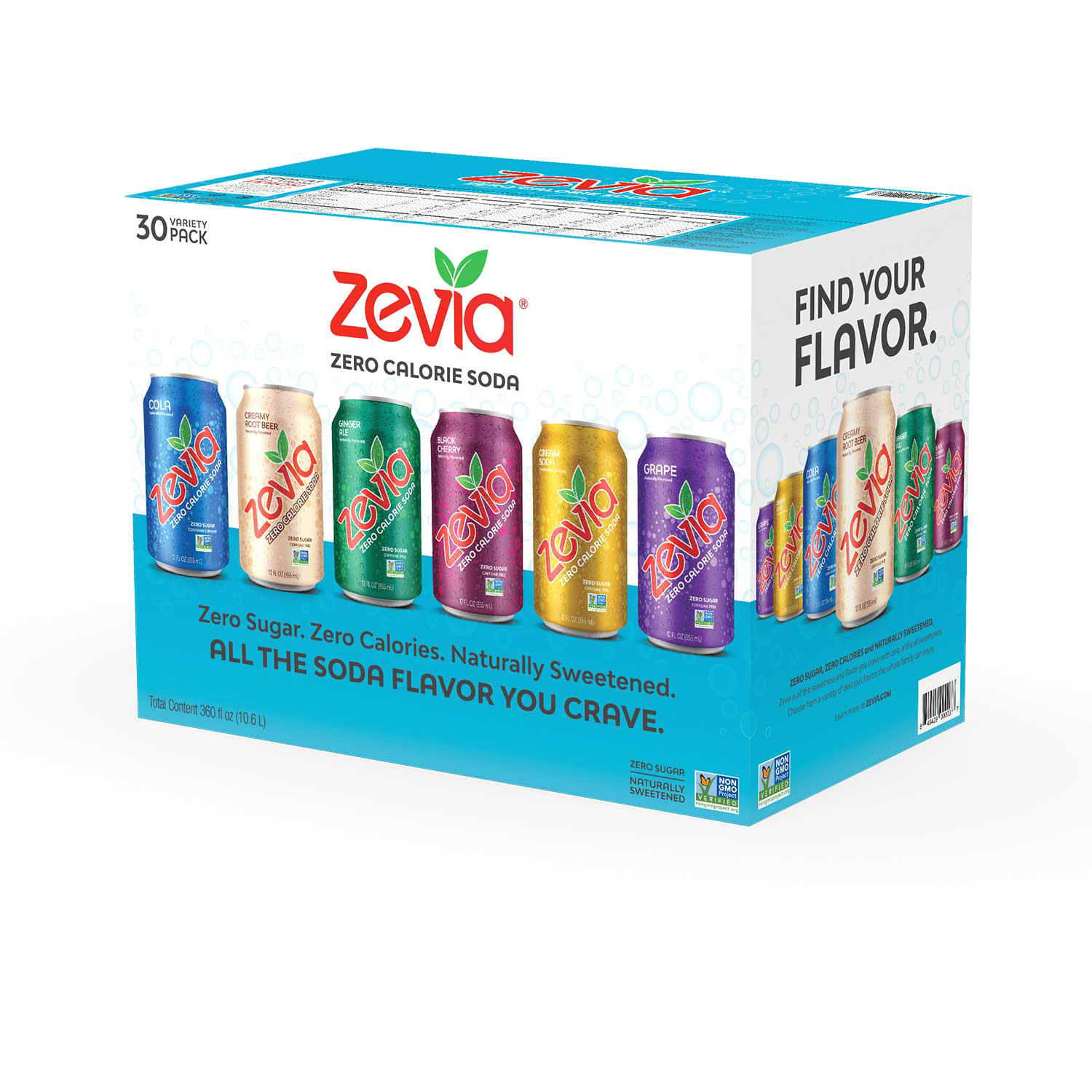 Zevia Zero Calorie Soda Variety Pack (12 fl. oz., 30 pk.)