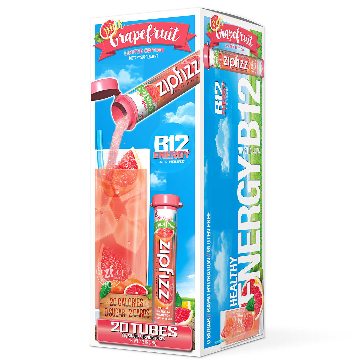 Zipfizz Energy Drink Mix, Pink Grapefruit (20 ct.)