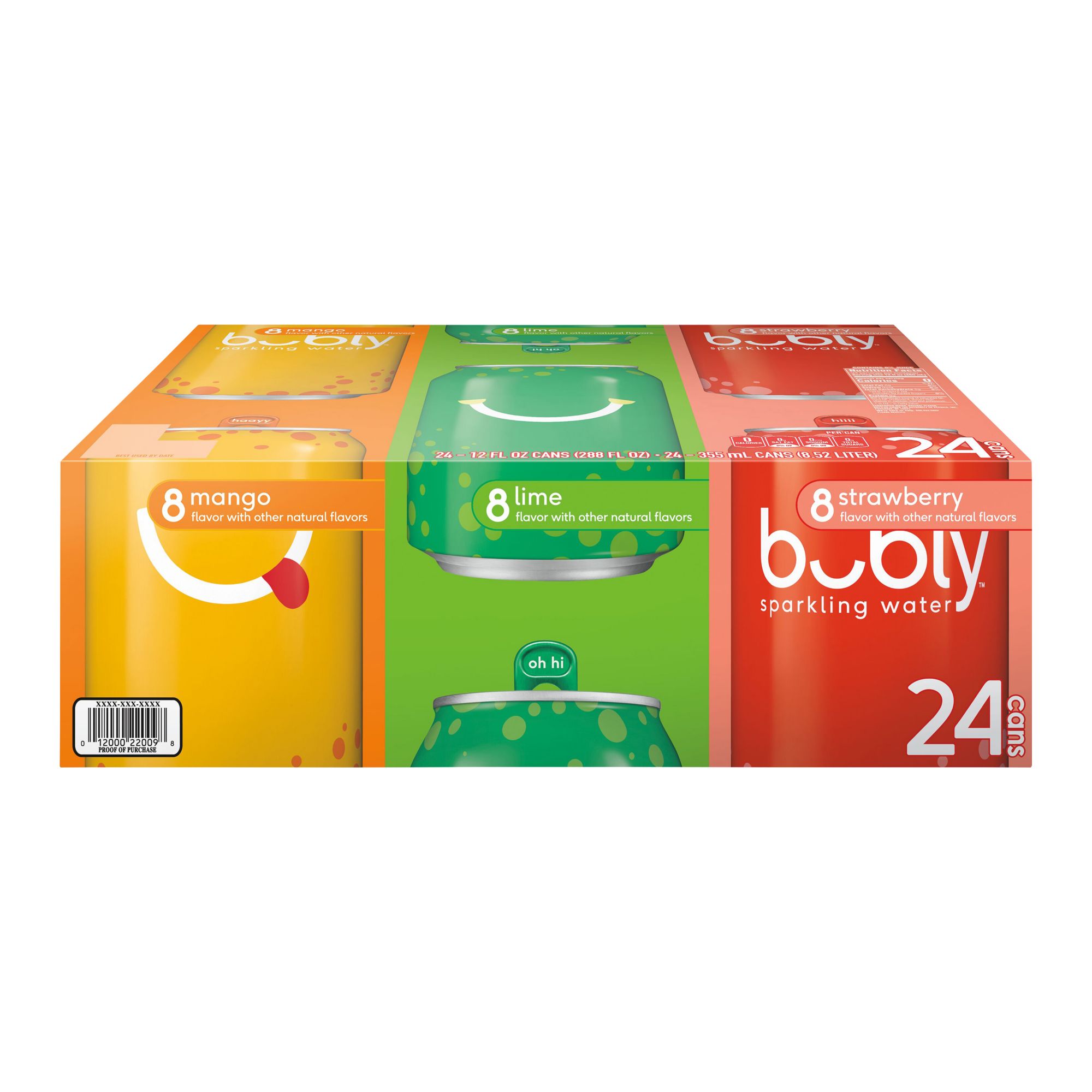 bubly Sparkling Water Berry Variety Pack, 24 pk./12 oz.