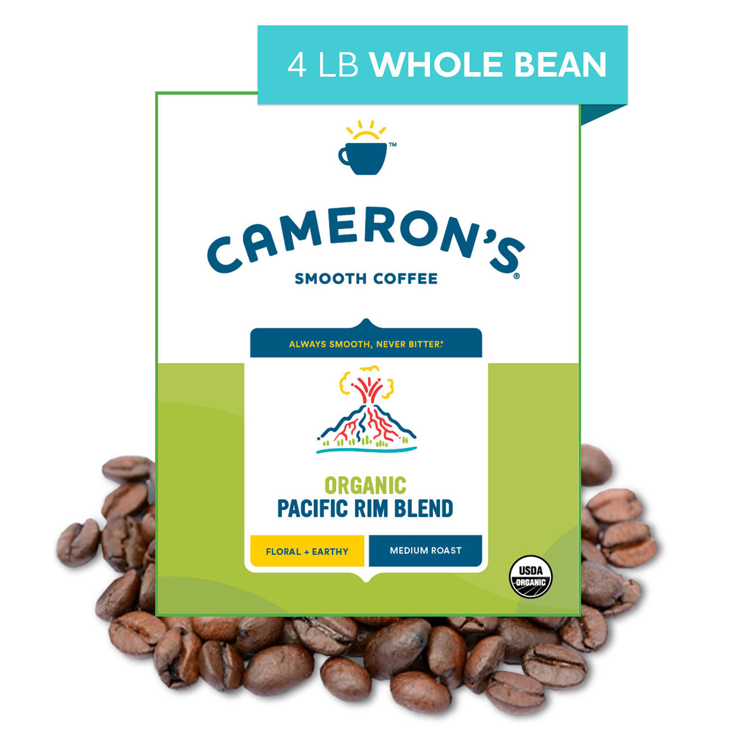 Cameron's Organic Whole Bean Medium Roast Coffee, Pacific Rim (64 oz.)