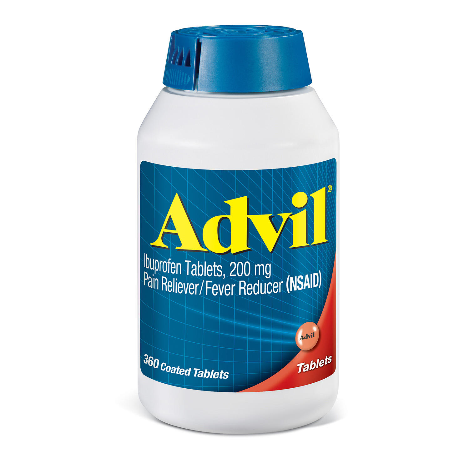 Advil Pain Reliever / Fever Reducer Coated Tablets, 200 mg. Ibuprofen (360 ct.)