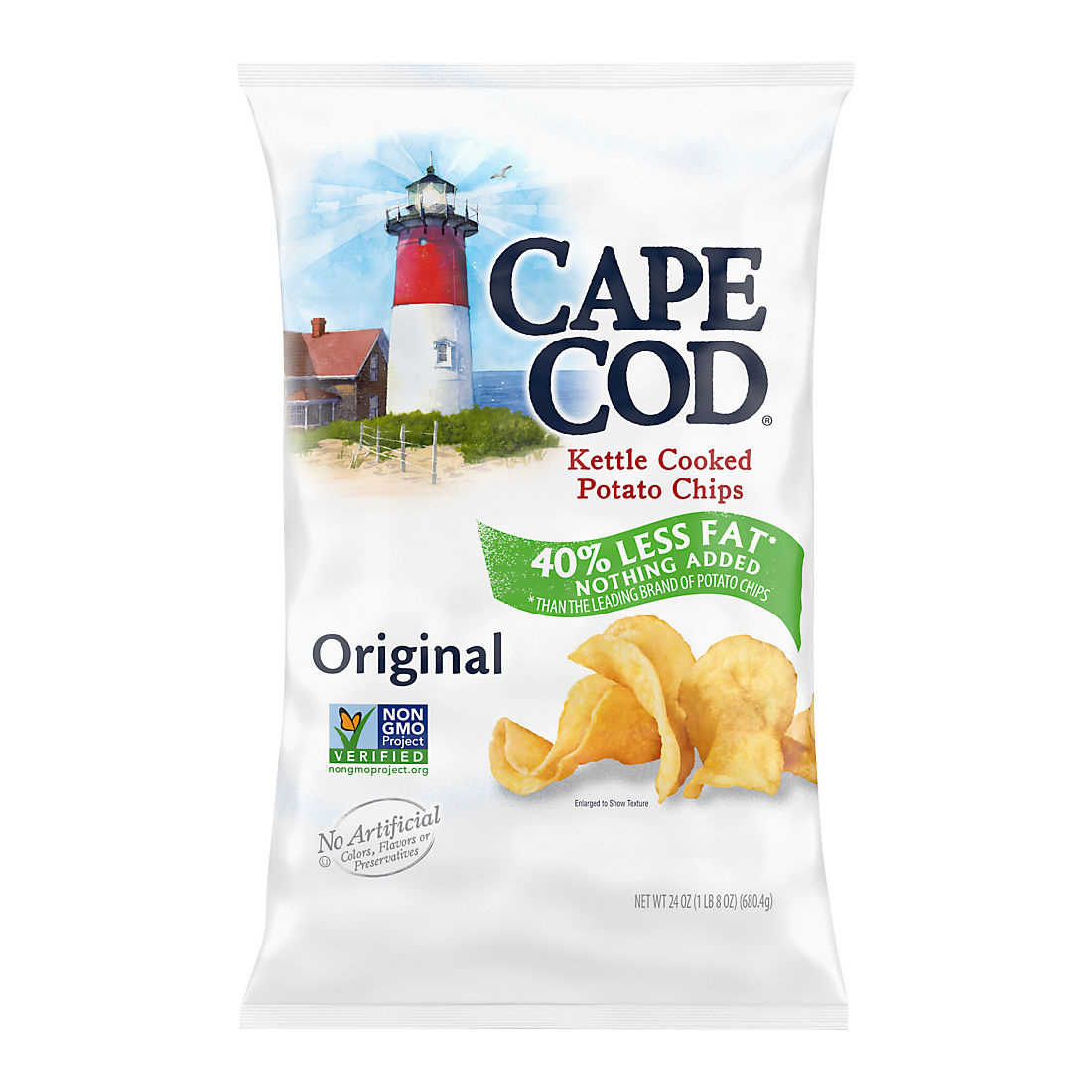 Cape Cod Less Fat Original Kettle Cooked Potato Chips, 24 oz.