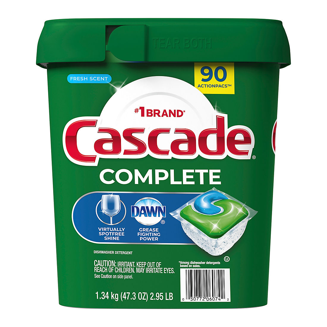 Cascade Complete Fresh Scent Dishwasher Detergent Action Pacs, 90 ct.