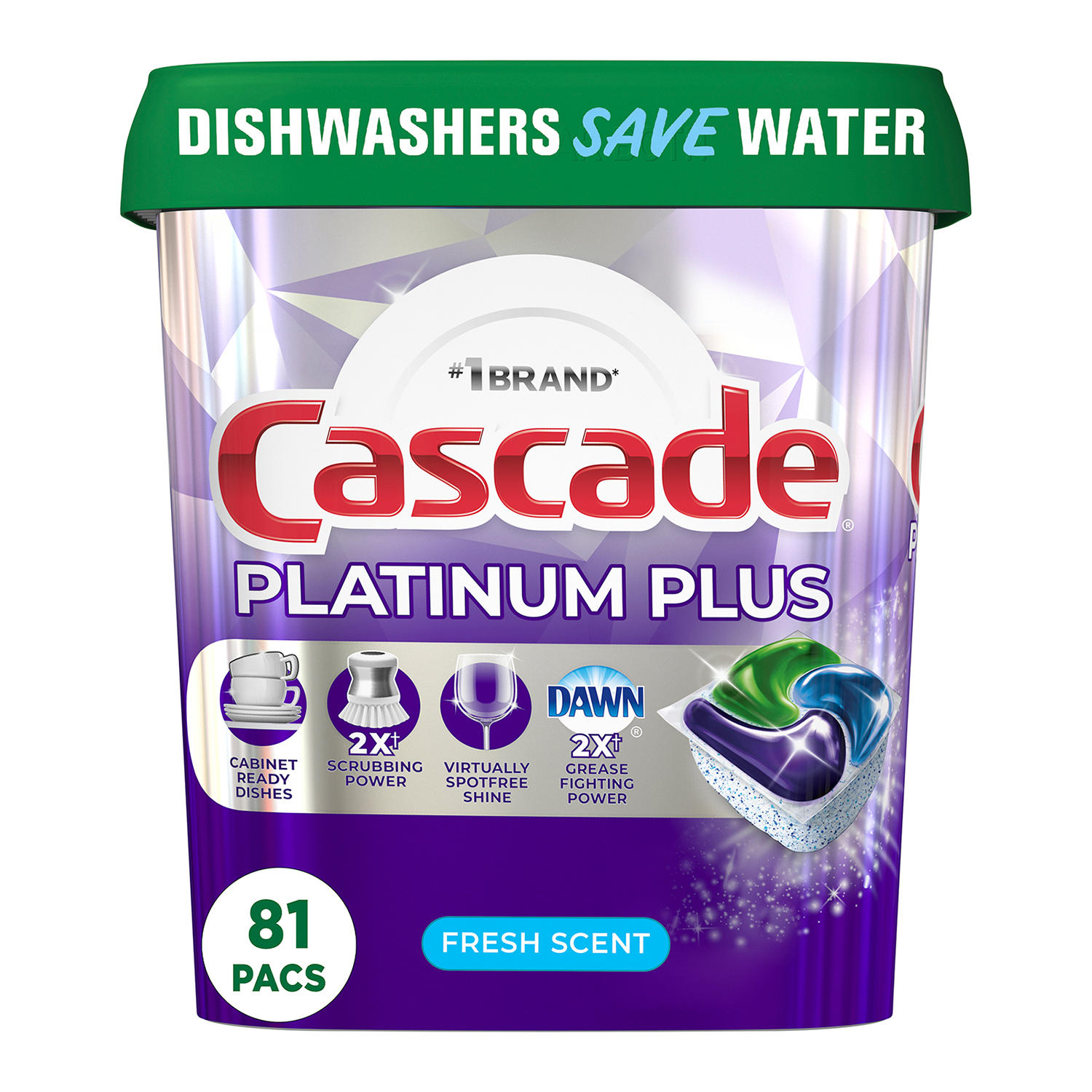 Cascade Platinum Plus ActionPacs Dishwasher Detergent Pacs, Fresh Scent (81 ct.)
