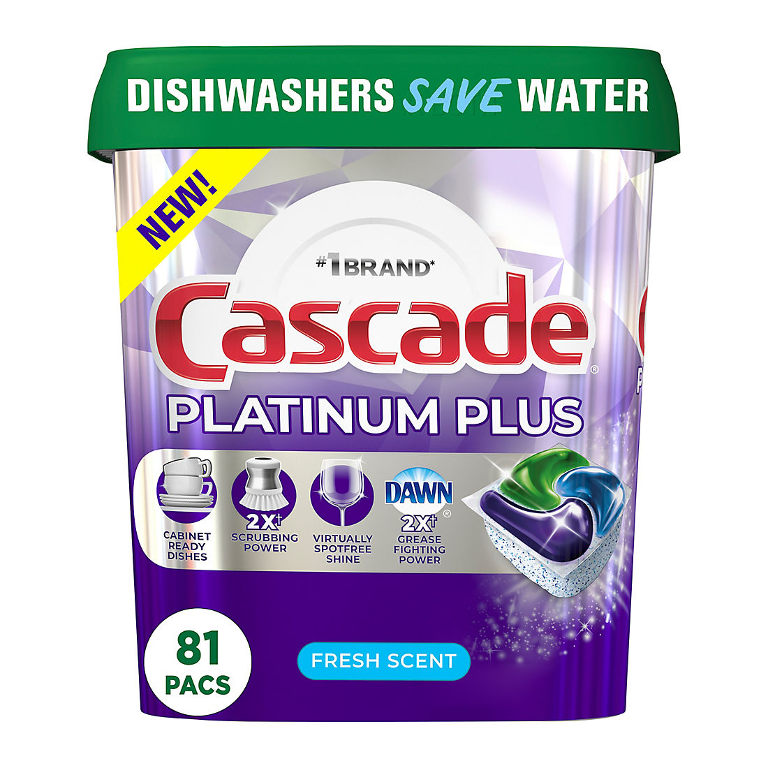 Cascade PlatinumPlus ActionPacs Dishwasher Detergent, 81 ct. - Fresh scent