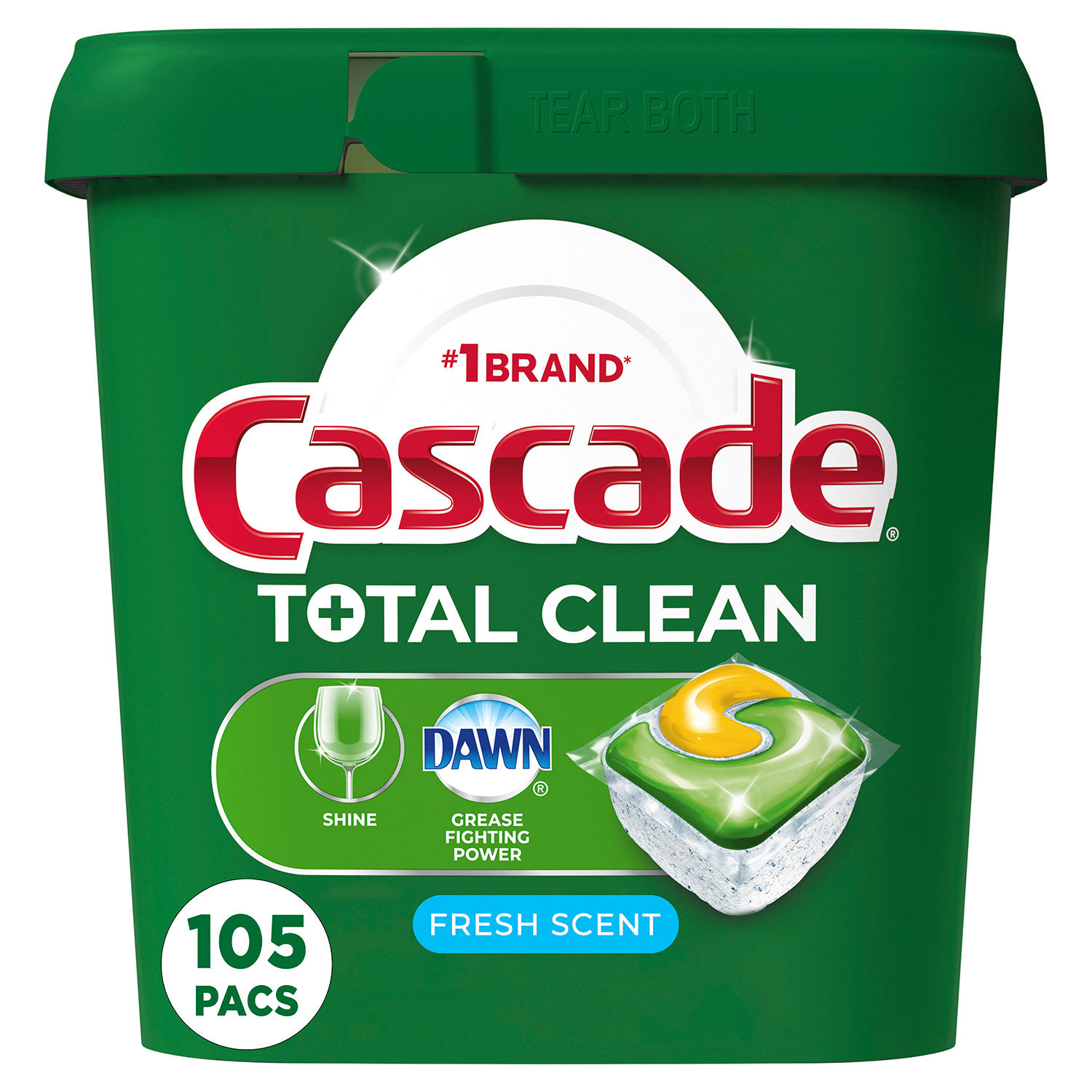 Cascade Total Clean ActionPacs, Dishwasher Detergent Pacs, Fresh Scent (105 ct.)