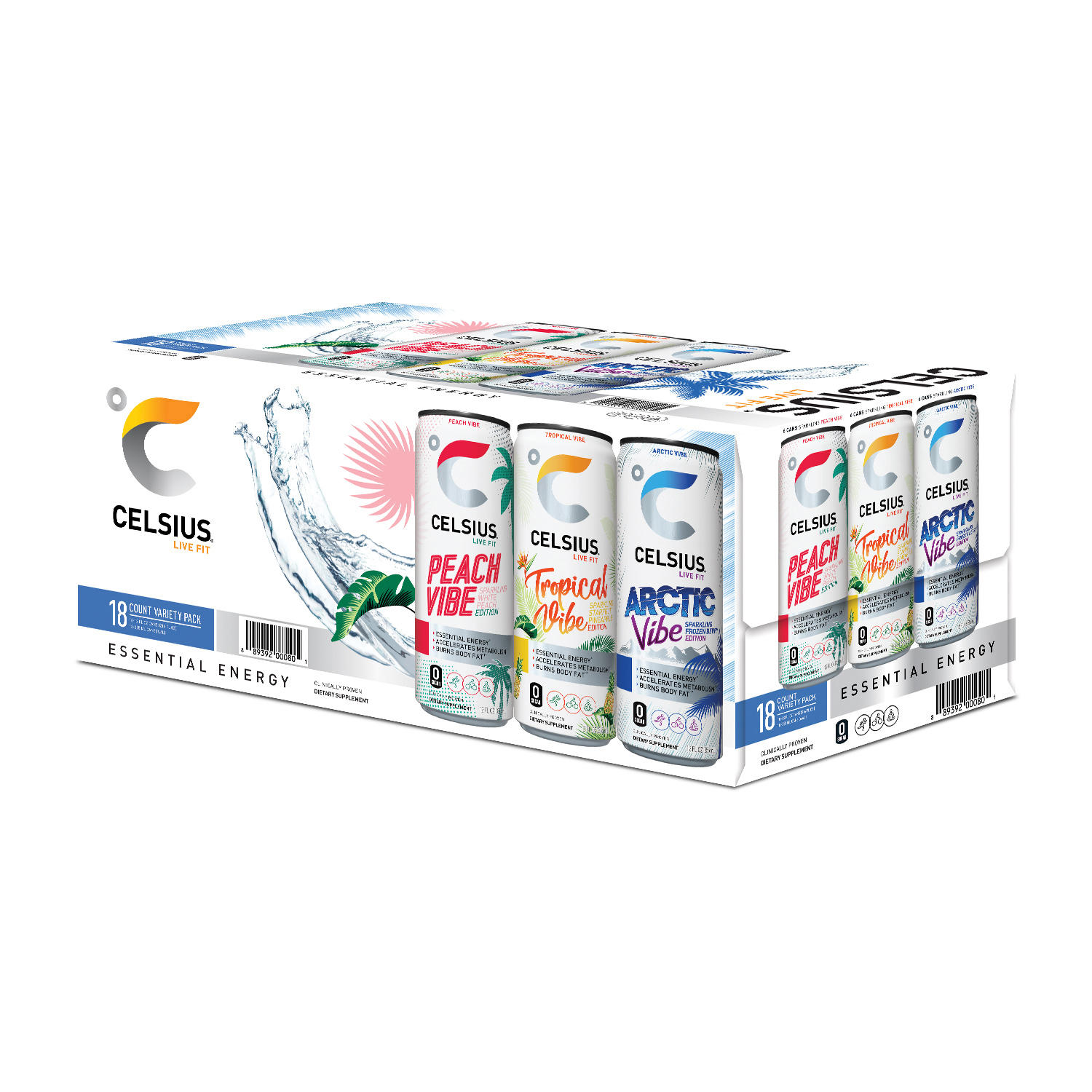 Celsius Essential Energy Sparkling Vibe Variety Pack (12 fl. oz., 18 pk.)