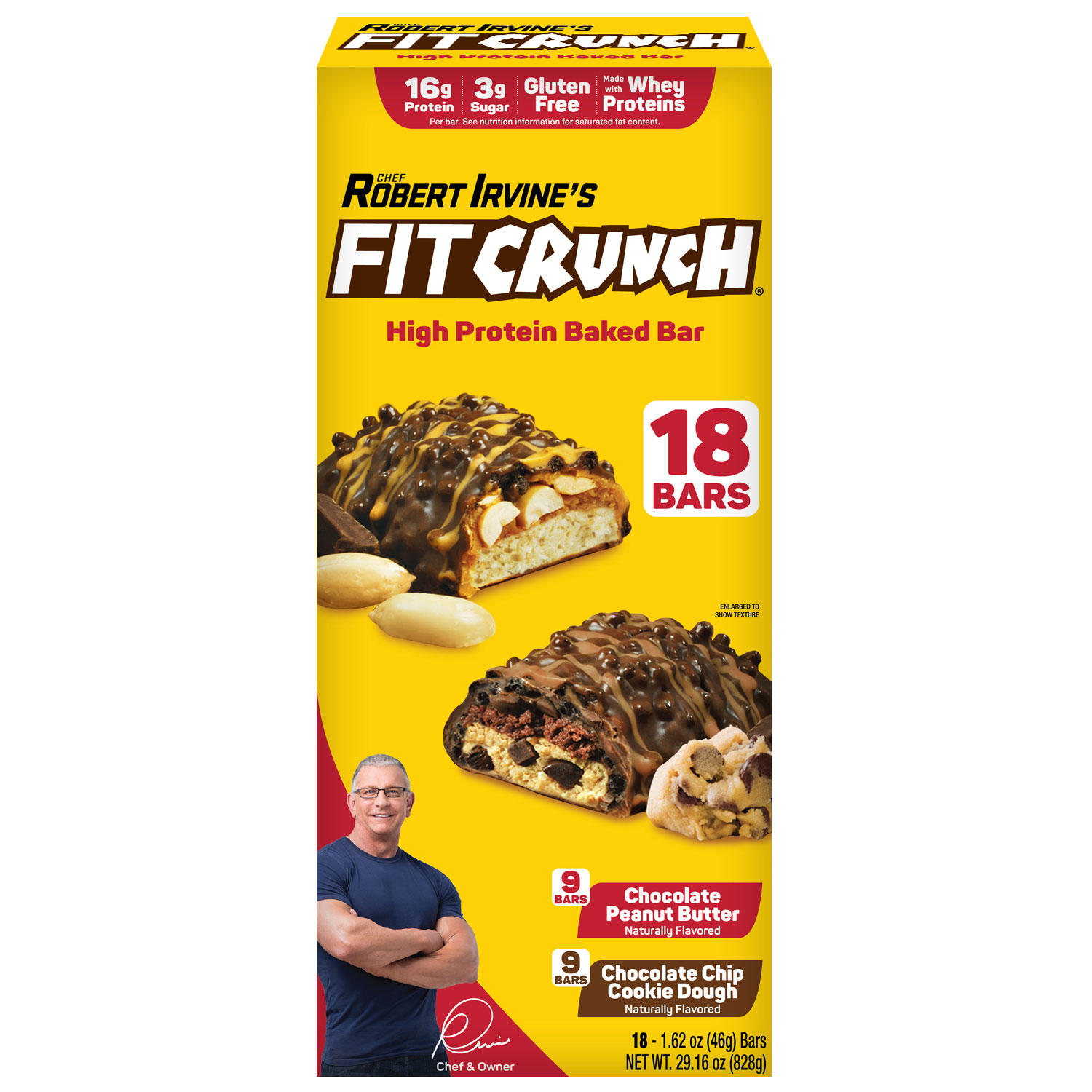 Chef Robert Irvine's FITCRUNCH High Protein Bars, Variety Pack (1.62 oz., 18 ct.)
