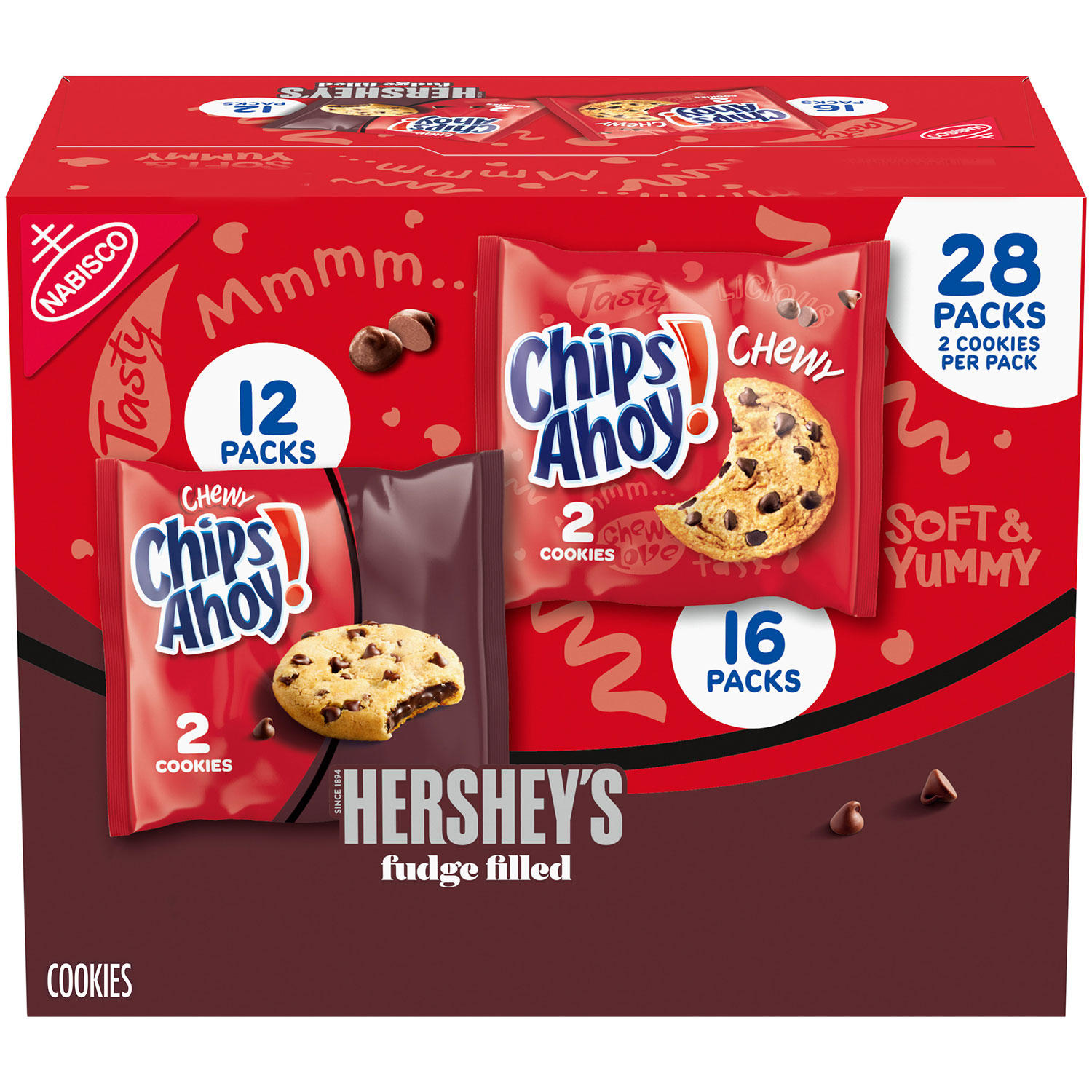 CHIPS AHOY! Chewy and Hershey Filled Chocolate Chip Cookies Variety Pack (28 pk.)