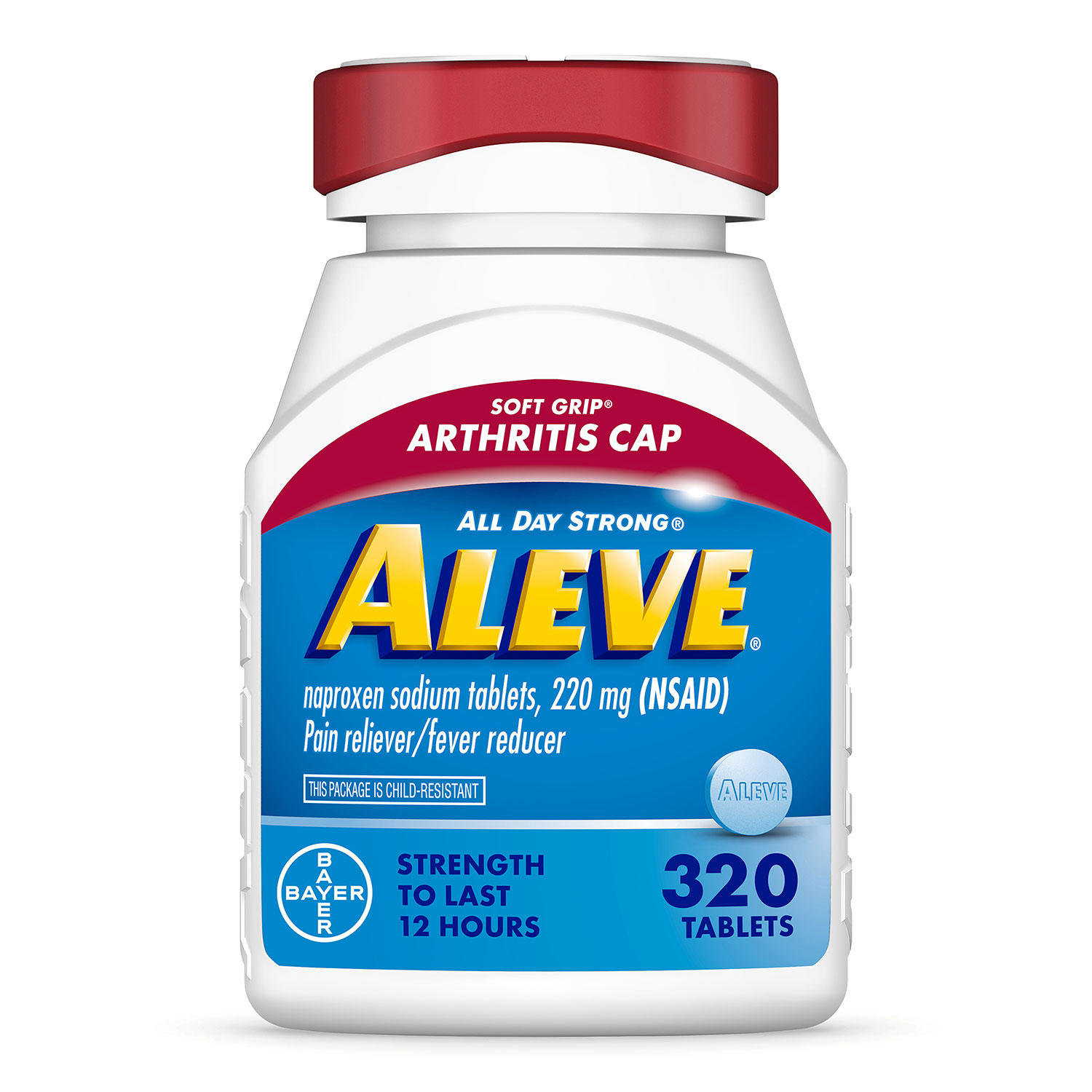Aleve Naproxen Sodium Pain Reliver Tablets, Soft Grip Arthritis Cap (320 ct.)