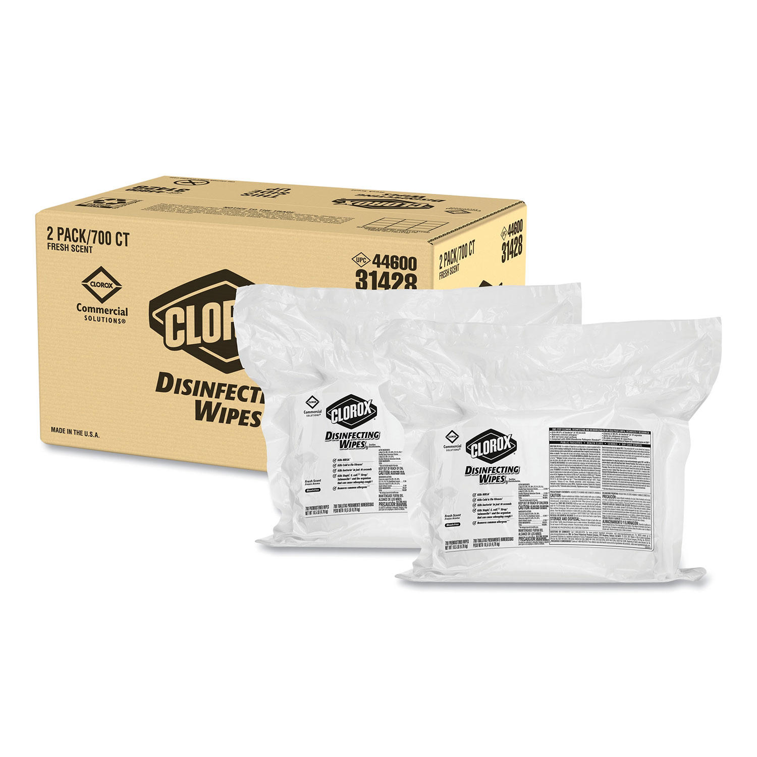 Clorox Disinfecting Wipes Refills, Fresh Scent (700 wipes/pk., 2 pk.)