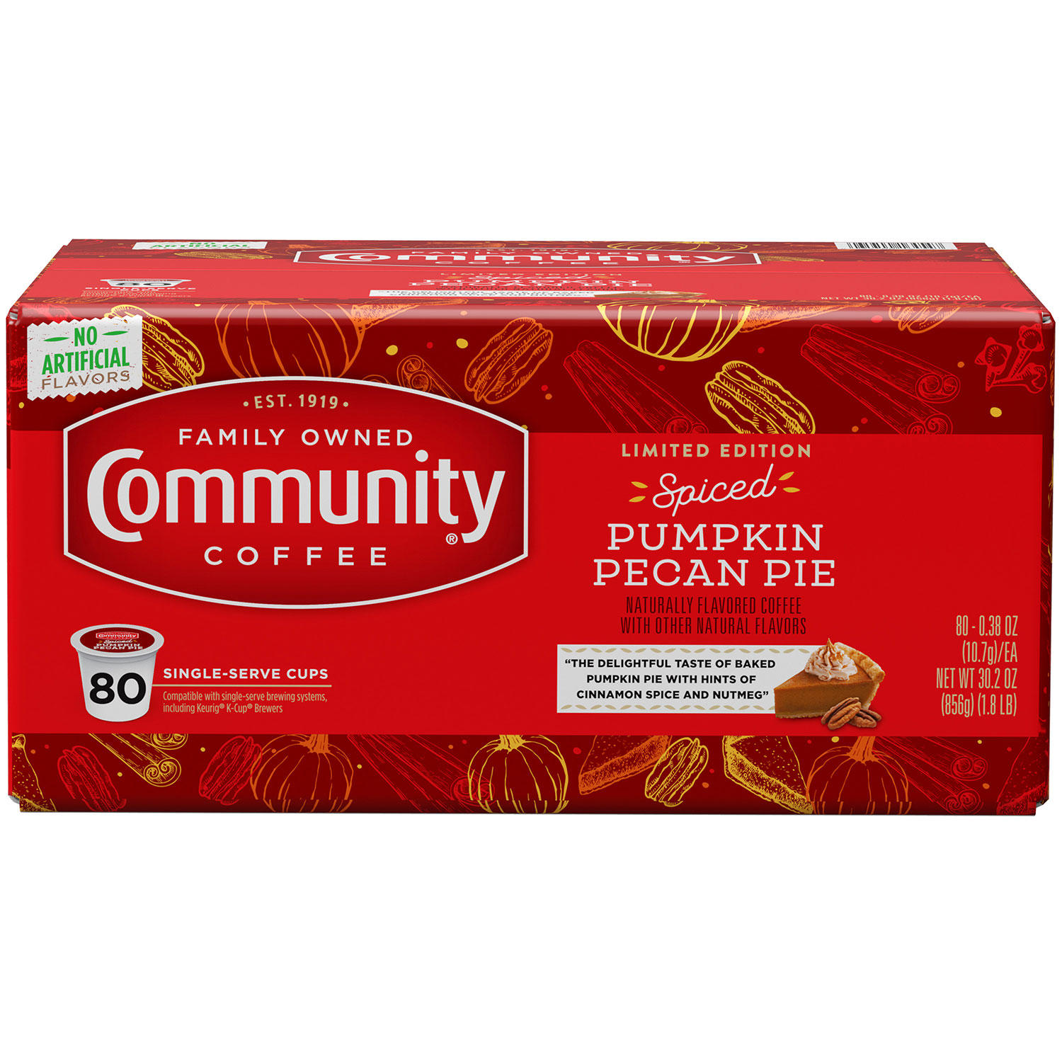 Community Coffee Single Serve Cups, Spiced Pumpkin Pecan Pie (80 ct)