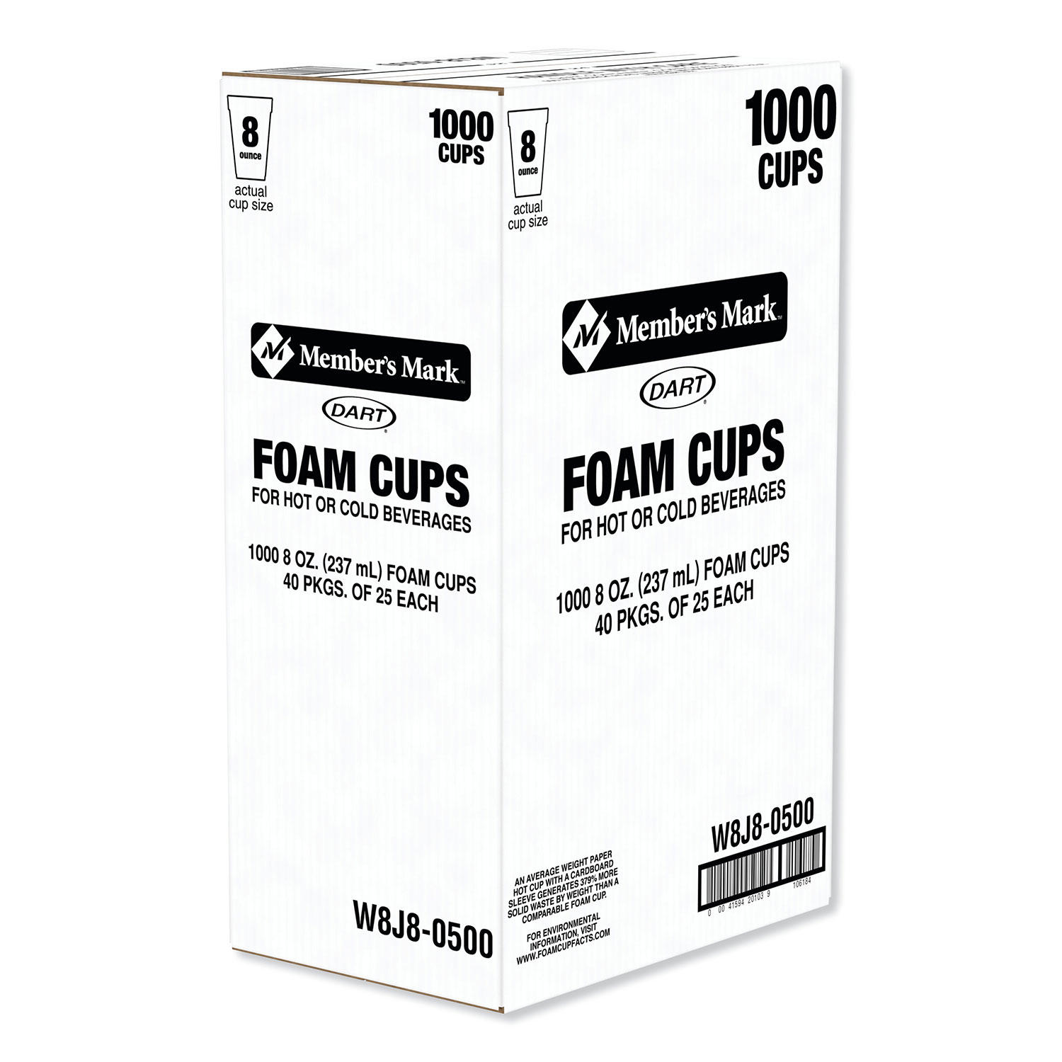Dart Foam Cups for Hot and Cold Beverages, White (Choose Size and Count)