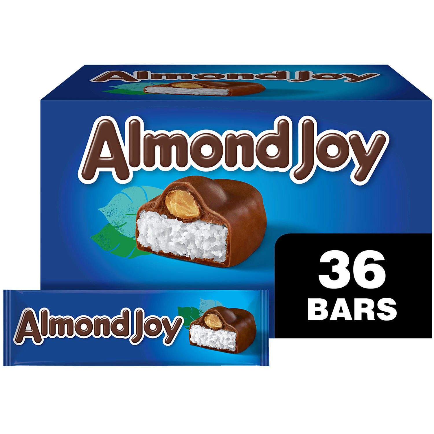 ALMOND JOY Coconut and Almond Chocolate Full Size, Bulk, Gluten Free, Individually Wrapped Candy Bars (1.61 oz., 36 ct.)