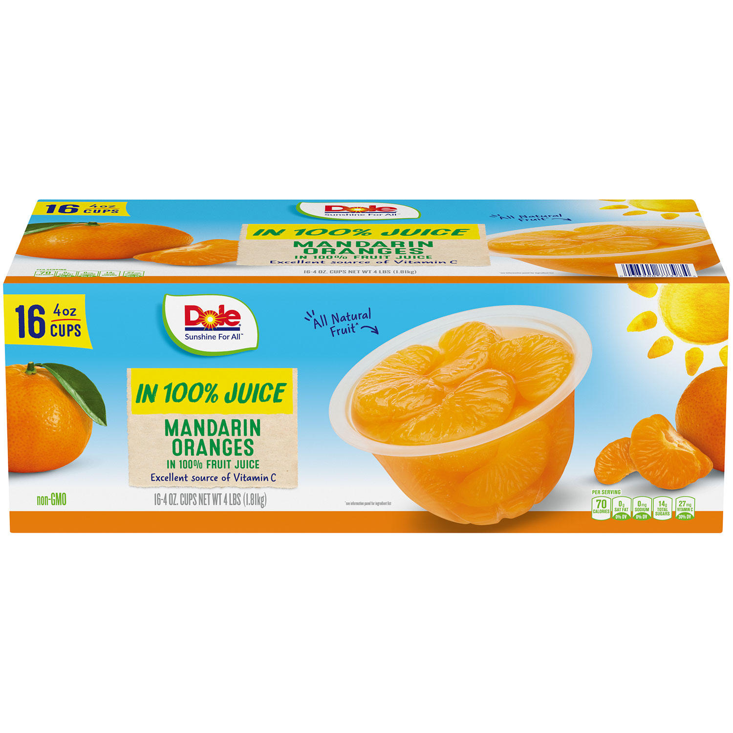 Dole Mandarin Oranges in 100% Fruit Juice (4 oz., 16 pk.)
