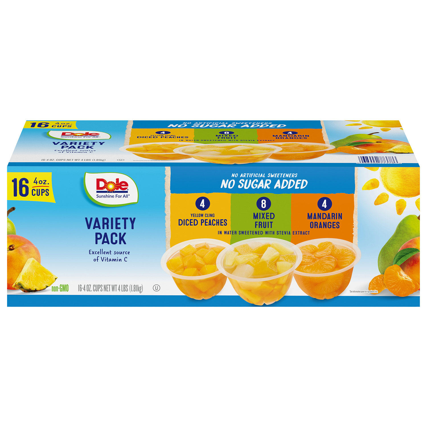 Dole No Sugar Added Mixed Fruit Variety Pack (4 oz., 16 pk.)