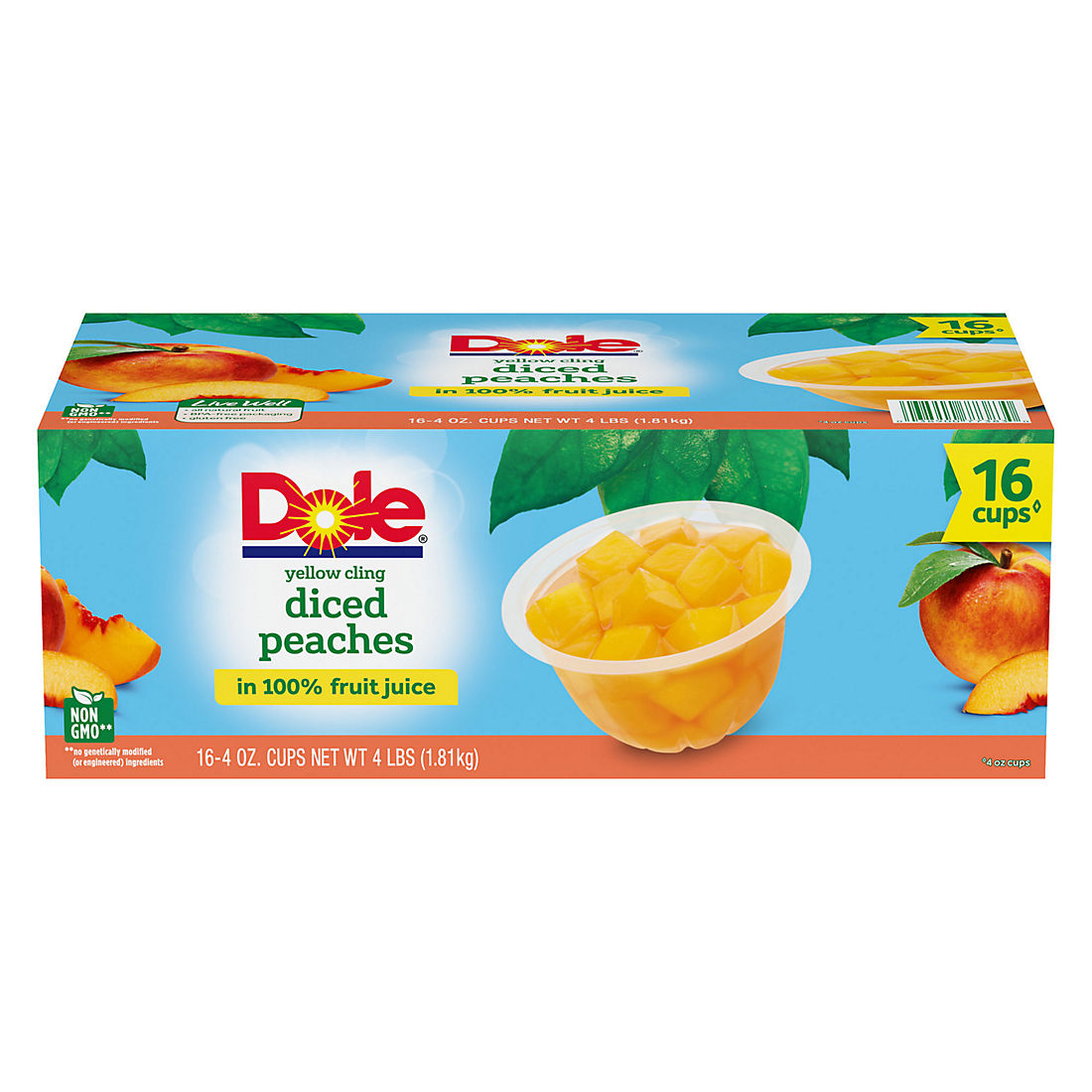 Dole Yellow Cling Diced Peaches, 16 pk./4 oz.