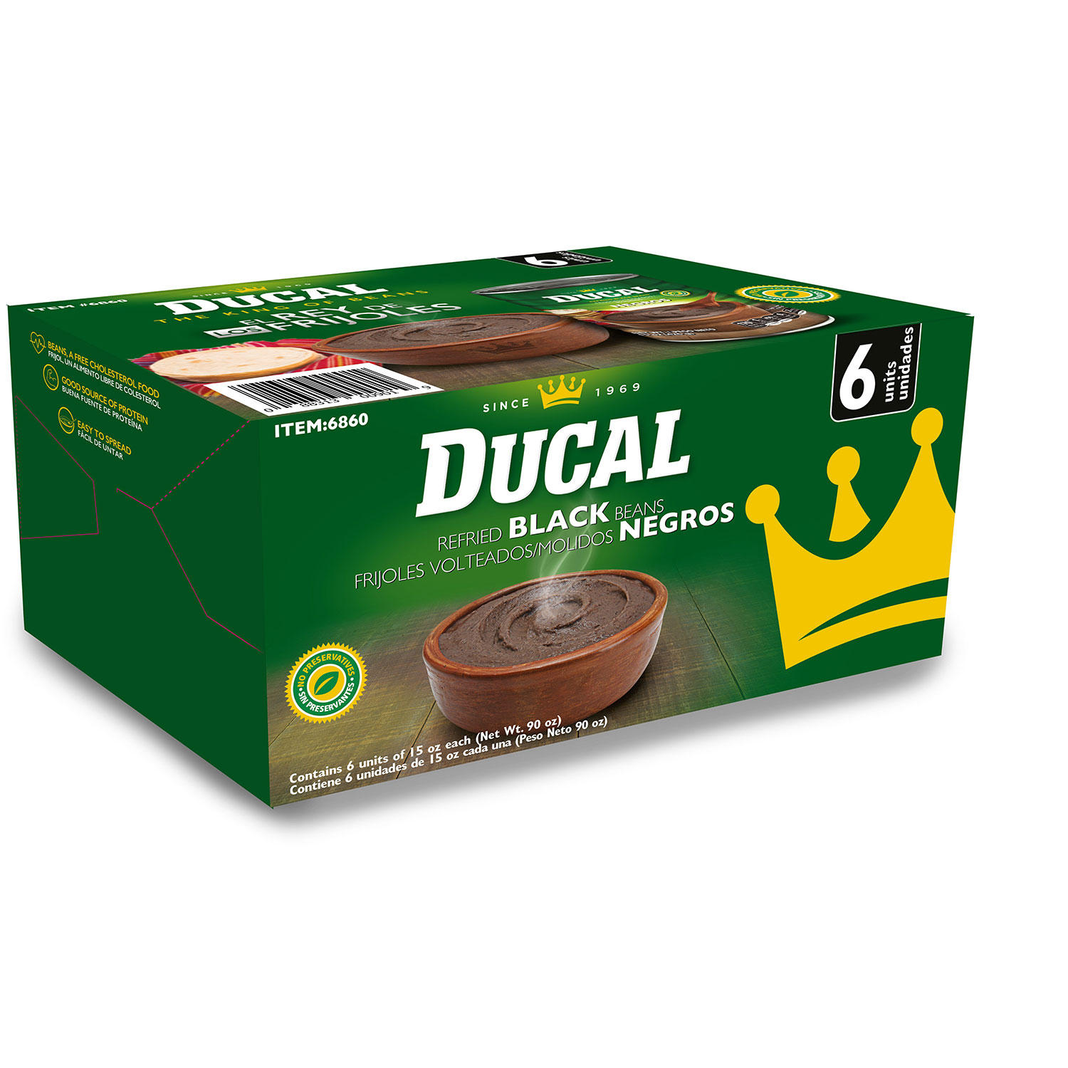 Ducal Refried Black Beans (15 oz., 6 pk)